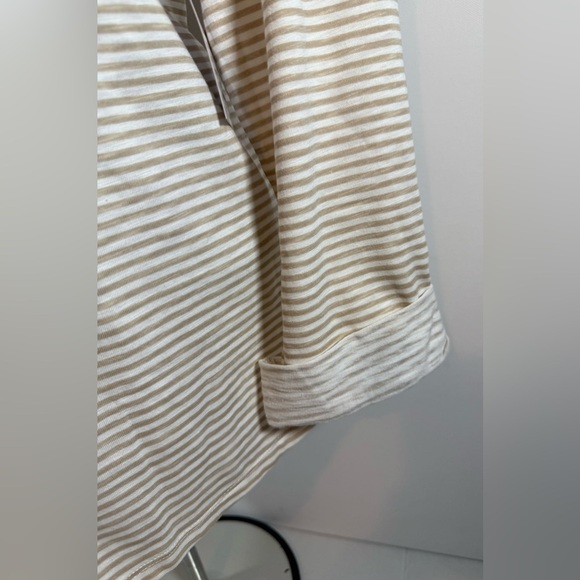 Women’s White & Brown  Blouse 3/4 Sleeve Croft And Barrow, Size L - Picture 3 of 11